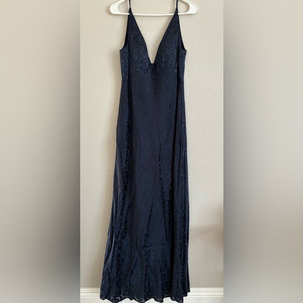 Jenny Yoo Gabriela Satin Burnout Dress Blue‎ Bridesmaid Special Occasion 10 New